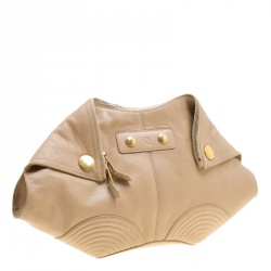 Pre Owned Alexander McQueen Beige Leather Medium Faithful De Manta Clutch