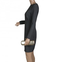 Pre Owned Alexander McQueen Gold Python Skull Knuckle Box Clutch