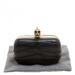 Alexander Mcqueen Black Leather Skull Box Clutch