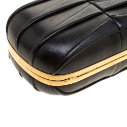 Alexander Mcqueen Black Leather Skull Box Clutch