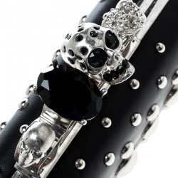 Alexander McQueen Black Leather Studded Skull Knuckle Box Clutch
