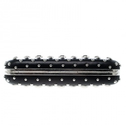 Alexander McQueen Black Leather Studded Skull Knuckle Box Clutch