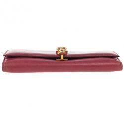 مملوكة مسبقًا Alexander McQueen Red Leather Skull Continental Wallet