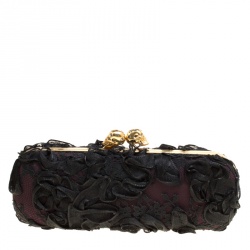 Pre Owned Alexander McQueen Black Lace Skull Crystal Clutch