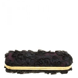 Pre Owned Alexander McQueen Black Lace Skull Crystal Clutch