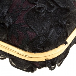 Pre Owned Alexander McQueen Black Lace Skull Crystal Clutch