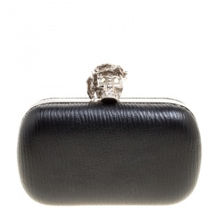 Alexander McQueen Black Leather Skull Box Clutch