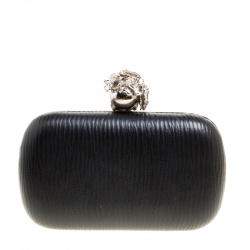 Alexander McQueen Black Leather Skull Box Clutch