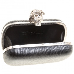 Alexander McQueen Black Leather Skull Box Clutch