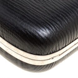 Alexander McQueen Black Leather Skull Box Clutch