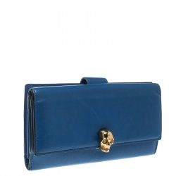 Alexander McQueen Blue Leather Skull Wallet