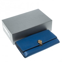 Alexander McQueen Blue Leather Skull Wallet
