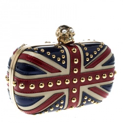 Pre Owned Alexander McQueen Multicolor Leather Britannia Skull Box Clutch