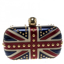 Pre Owned Alexander McQueen Multicolor Leather Britannia Skull Box Clutch
