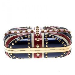 Pre Owned Alexander McQueen Multicolor Leather Britannia Skull Box Clutch