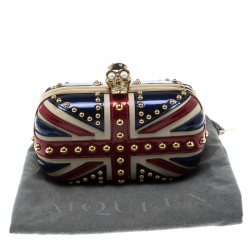 Pre Owned Alexander McQueen Multicolor Leather Britannia Skull Box Clutch