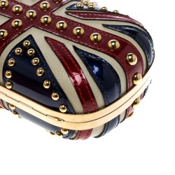 Pre Owned Alexander McQueen Multicolor Leather Britannia Skull Box Clutch