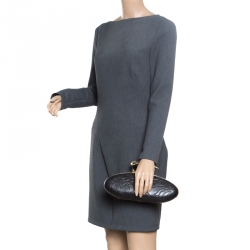 Pre Owned Alexander McQueen Black Leather Hell's Knuckle Duster Skull Box Clutch