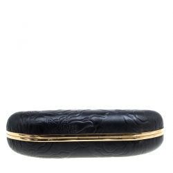 Pre Owned Alexander McQueen Black Leather Hell's Knuckle Duster Skull Box Clutch