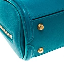 Pre Owned Alexander McQueen Teal Leather Mini Heroine Top Handle Shoulder Bag