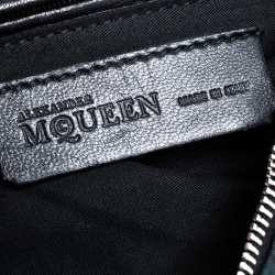 Pre Owned Alexander McQueen Black/Green Printed Fabric Medium De Manta Clutch