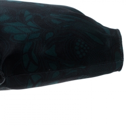 Pre Owned Alexander McQueen Black/Green Printed Fabric Medium De Manta Clutch