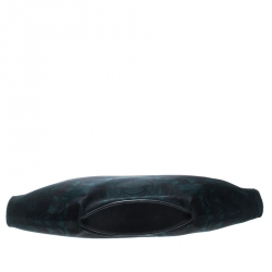 Pre Owned Alexander McQueen Black/Green Printed Fabric Medium De Manta Clutch