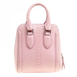 Alexander McQueen Bubble Gum Pink Python Heroine Top Handle Bag