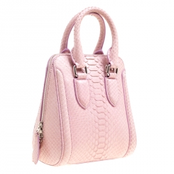 Alexander McQueen Bubble Gum Pink Python Heroine Top Handle Bag