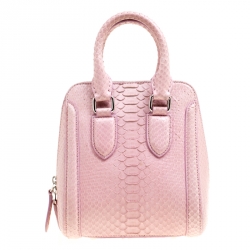 Alexander McQueen Bubble Gum Pink Python Heroine Top Handle Bag