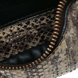 Pre Owned Alexander McQueen Beige/Gold Python Small De Manta Clutch