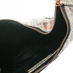 Pre Owned Alexander McQueen Beige/Gold Python Small De Manta Clutch