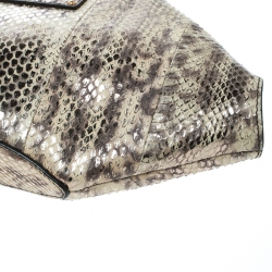 Pre Owned Alexander McQueen Beige/Gold Python Small De Manta Clutch