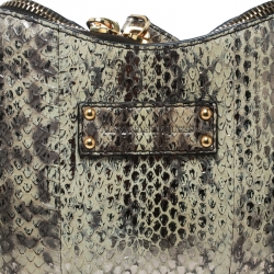 Pre Owned Alexander McQueen Beige/Gold Python Small De Manta Clutch