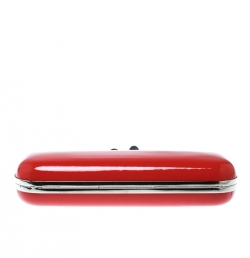 Pre Owned Alexander McQueen Red Patent Leather Skull Knuckle Clutch
