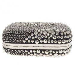 Pre Owned Alexander McQueen Silver Studded Skull Box Clutch