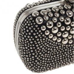 Pre Owned Alexander McQueen Silver Studded Skull Box Clutch
