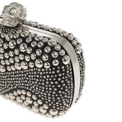 Pre Owned Alexander McQueen Silver Studded Skull Box Clutch