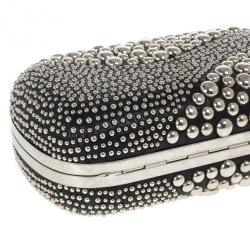 Pre Owned Alexander McQueen Silver Studded Skull Box Clutch