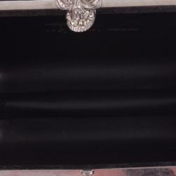 Pre Owned Alexander McQueen Silver Studded Skull Box Clutch