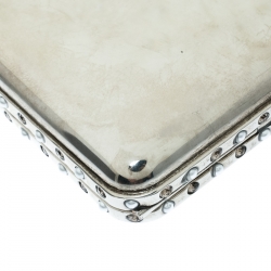 Pre Owned Alexander McQueen Silver Metal Small Ottone Jewelled Clutch