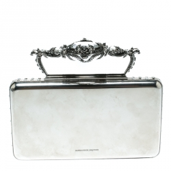 Pre Owned Alexander McQueen Silver Metal Small Ottone Jewelled Clutch