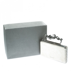 Pre Owned Alexander McQueen Silver Metal Small Ottone Jewelled Clutch