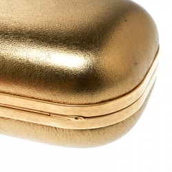 Alexander McQueen Gold Leather Skull Knuckle Box Clutch