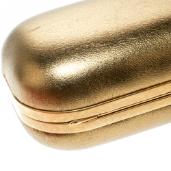 Alexander McQueen Gold Leather Skull Knuckle Box Clutch