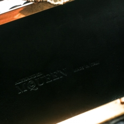 Pre Owned Alexander McQueen Dark Brown Python Flower Skull Box Clutch