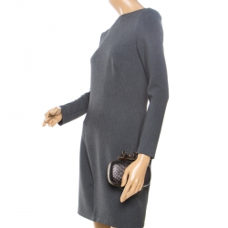 Pre Owned Alexander McQueen Dark Brown Python Flower Skull Box Clutch