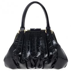 Pre Owned Alexander McQueen Black Patent Elvie Leather Bag