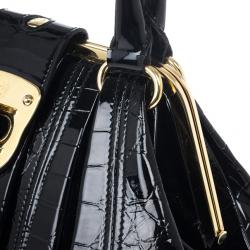 Pre Owned Alexander McQueen Black Patent Elvie Leather Bag