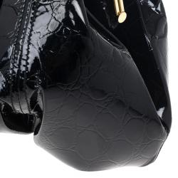 Pre Owned Alexander McQueen Black Patent Elvie Leather Bag